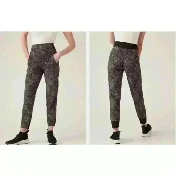 Athleta Pants Trekkie North Gray Black Abstract Kinetic Print Zip‎ Jogger 14 - Picture 12 of 12